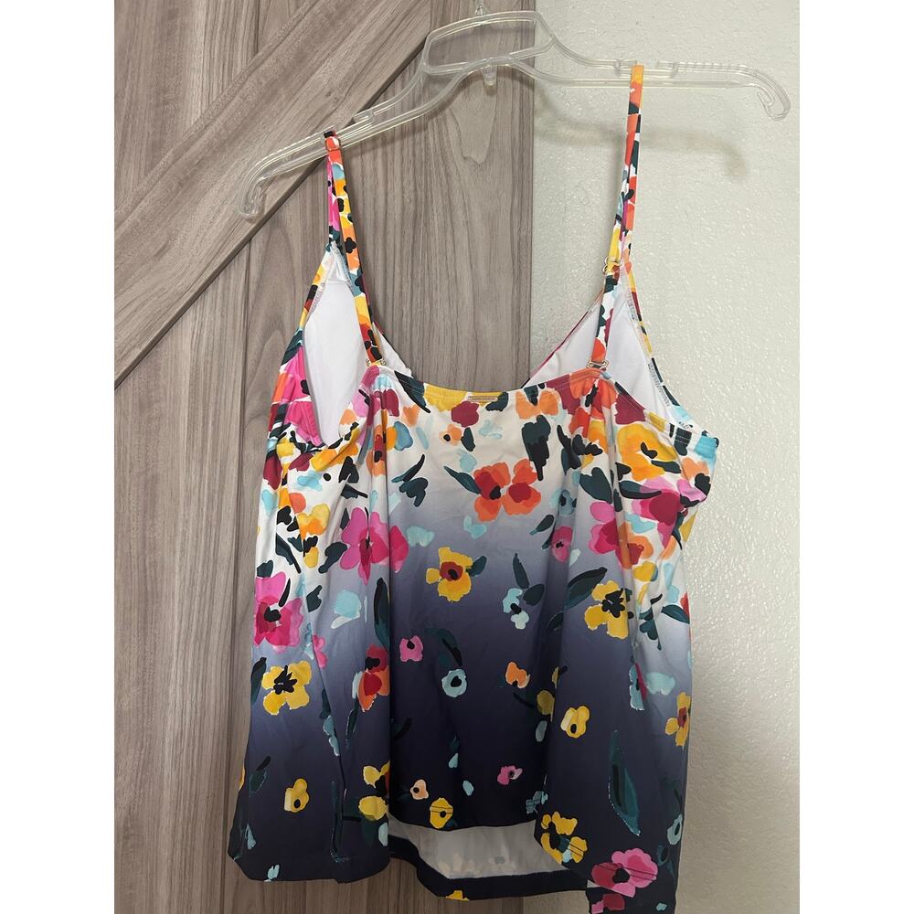 NWT Anne Cole Gradient Floral easy triangle tankini top XL - Picture 6 of 9
